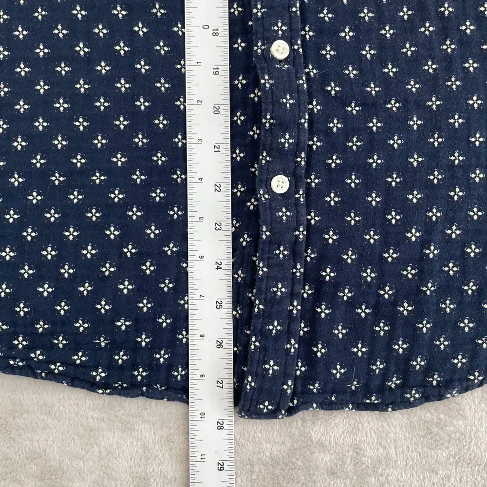 Banana Republic Shirt Men Large Navy Blue Geometric‎ Double Layer Slim Fit